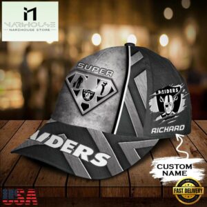 Custom Name NFL Las Vegas Raiders Superman Dad All Over Print 3D Classic Cap
