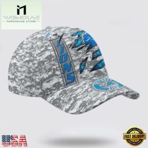 Custom Name NFL Lions Camo US Classic Baseball Cap