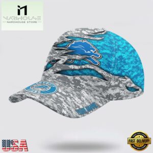 Custom Name NFL Lions Camo US Classic Baseball Cap