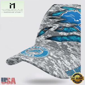 Custom Name NFL Lions Camo US Classic Baseball Cap