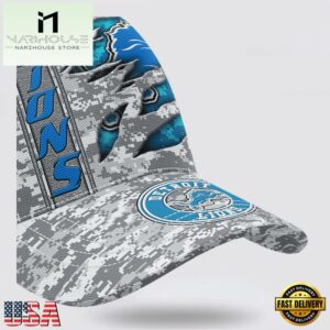 Custom Name NFL Lions Camo US Classic Baseball Cap