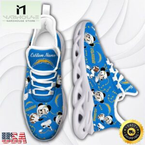 Custom Name NFL Los Angeles Chargers Mickey Mouse Max Soul Shoes