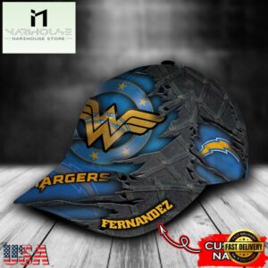 Custom Name NFL Los Angeles Chargers Wonder Woman All Over Print 3D Classic Cap
