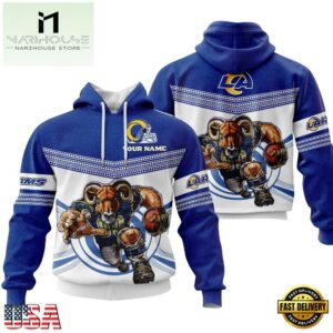Custom Name NFL Los Angeles Rams Mascot All Over Print Hoodie Shirt