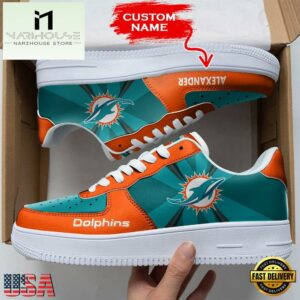 Custom Name NFL Miami Dolphins Custom Air Force 1 Shoes For Fans