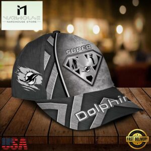 Custom Name NFL Miami Dolphins Superman Dad All Over Print 3D Classic Cap