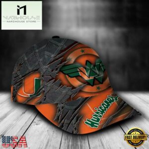 Custom Name NFL Miami Hurricanes Wonder Woman Logo All Over Print - Orange 3D Classic Cap