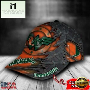 Custom Name NFL Miami Hurricanes Wonder Woman Logo All Over Print - Orange 3D Classic Cap