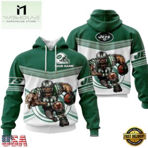 Custom Name NFL New York Jets Mascot All Over Print Hoodie Shirt