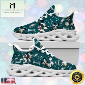 Custom Name NFL Philadelphia Eagles Mickey Mouse Max Soul Shoes