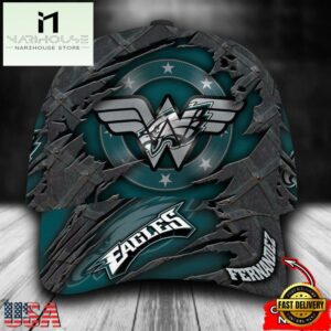 Custom Name NFL Philadelphia Eagles Wonder Woman All Over Print 3D Classic Cap