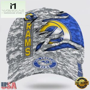 Custom Name NFL Rams Camo US Classic Baseball Cap