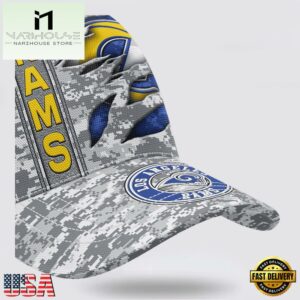Custom Name NFL Rams Camo US Classic Baseball Cap