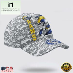 Custom Name NFL Rams Camo US Classic Baseball Cap