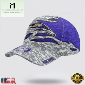 Custom Name NFL Ravens Camo US Classic Baseball Cap