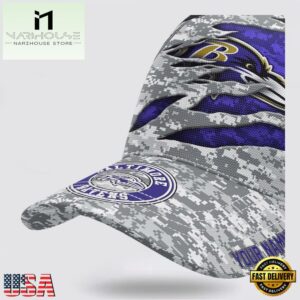 Custom Name NFL Ravens Camo US Classic Baseball Cap