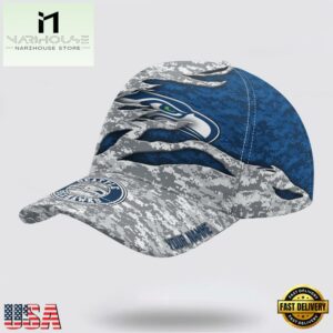 Custom Name NFL Seahawks Camo US Classic Baseball Cap