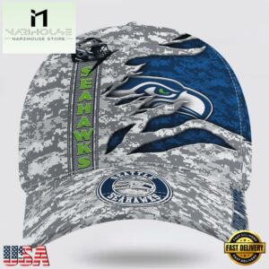 Custom Name NFL Seahawks Camo US Classic Baseball Cap