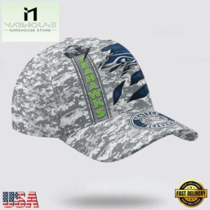 Custom Name NFL Seahawks Camo US Classic Baseball Cap