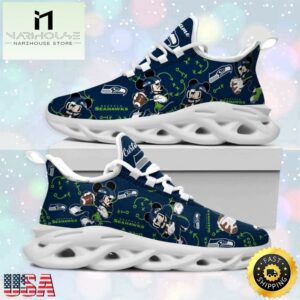 Custom Name NFL Seattle Seahawks Mickey Mouse Max Soul Shoes
