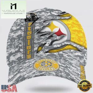 Custom Name NFL Steelers Camo US Classic Baseball Cap