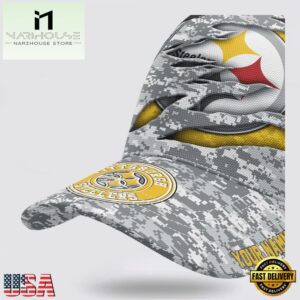 Custom Name NFL Steelers Camo US Classic Baseball Cap