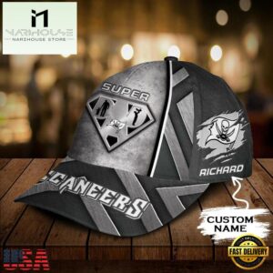 Custom Name NFL Tampa Bay Buccaneers Superman Dad All Over Print 3D Classic Cap
