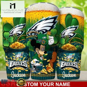 Custom Name Philadelphia Eagles NFL Irish Mickey Patrick Day Tumbler