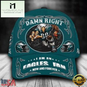 Custom Name Philadelphia Eagles NFL Mascot Damn Right Football Team Baseball Cap