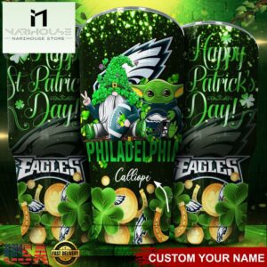 Custom Name Philadelphia Eagles NFL Shamrock Happy Patrick Day Tumbler