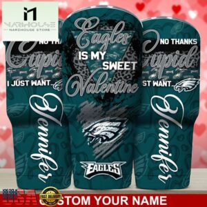 Custom Name Philadelphia Eagles NFL You Are My Sweet Valentine Day Tumbler