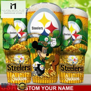 Custom Name Pittsburgh Steelers NFL Irish Mickey Patrick Day Tumbler