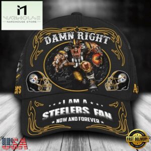 Custom Name Pittsburgh Steelers NFL Mascot Damn Right Football Team Baseball Cap
