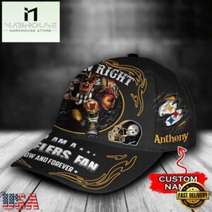 Custom Name Pittsburgh Steelers NFL Mascot Damn Right Sport Baseball Cap