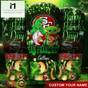 Custom Name San Francisco 49ers NFL Shamrock Happy Patrick Day Tumbler