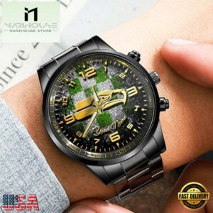 Custom Name Seattle Seahawks NFL 3D Men Black Stainless Steel Watch Gift For Fans