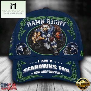 Custom Name Seattle Seahawks NFL Mascot Damn Right Football Team Baseball Cap
