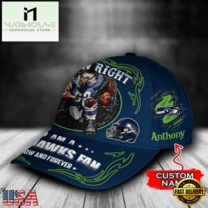 Custom Name Seattle Seahawks NFL Mascot Damn Right Football Team Baseball Cap