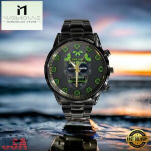 Custom Name Seattle Seahawks NFL Men Black Stainless Steel Watch Gift For Fans