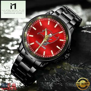 NFL Custom Name Tampa Bay Buccaneers Black Fashion Watch Gifts For Sport For Fan 6 Custom Name Tampa Bay Buccaneers NFL Black Fashion Watch Gifts For Sport For Fan