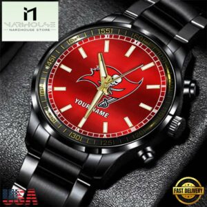 Custom Name Tampa Bay Buccaneers NFL Black Fashion Watch Gifts For Sport For Fan