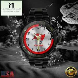NFL Custom Name Tampa Bay Buccaneers Black Stainless Steel Watch Gifts For Fans 7 Custom Name Tampa Bay Buccaneers NFL Black Stainless Steel Watch Gifts For Fans