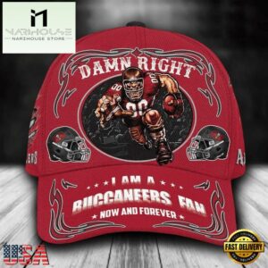 Custom Name Tampa Bay Buccaneers NFL Mascot Damn Right Football Team Baseball Cap