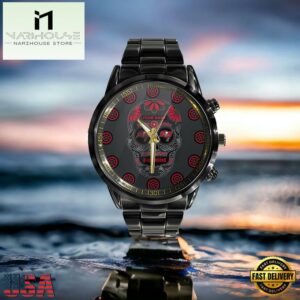 Custom Name Tampa Bay Buccaneers NFL Men Black Stainless Steel Watch Gift For Fans