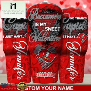 Custom Name Tampa Bay Buccaneers NFL You Are My Sweet Valentine Day Tumbler