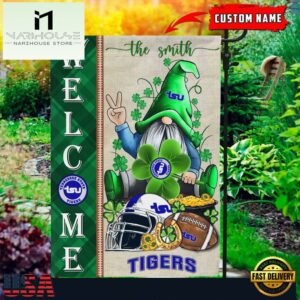 Custom Name Tennessee State Tigers Happy St. Patrick's Day Shamrock House And Garden Flag