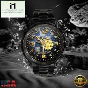Custom Name Tennessee Titans NFL 3D Men Black Stainless Steel Watch Gift For Fans