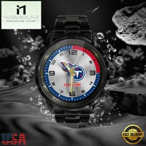 NFL Custom Name Tennessee Titans Black Stainless Steel Watch Gifts For Fans 7 Custom Name Tennessee Titans NFL Black Stainless Steel Watch Gifts For Fans