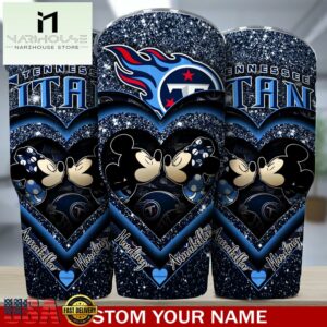 Custom Name Tennessee Titans NFL Mickey Minnie Couple Valentine Day Tumbler