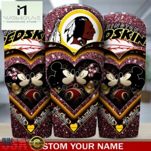 Custom Name Washington Redskins NFL Mickey Minnie Couple Valentine Day Tumbler